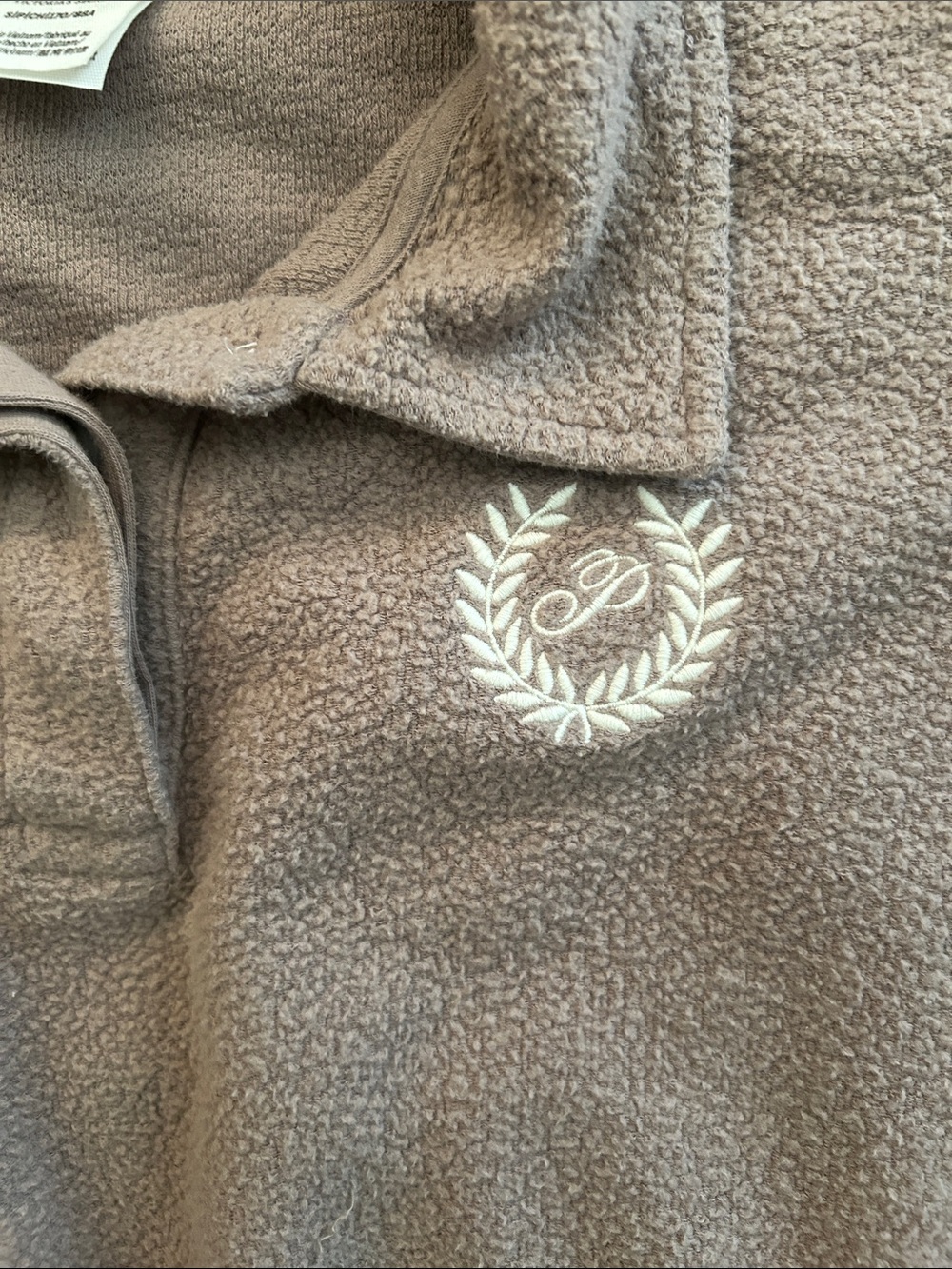 PINK Victoria's Secret Taupe Fleece Set with White Stripes - Picture 3 of 3